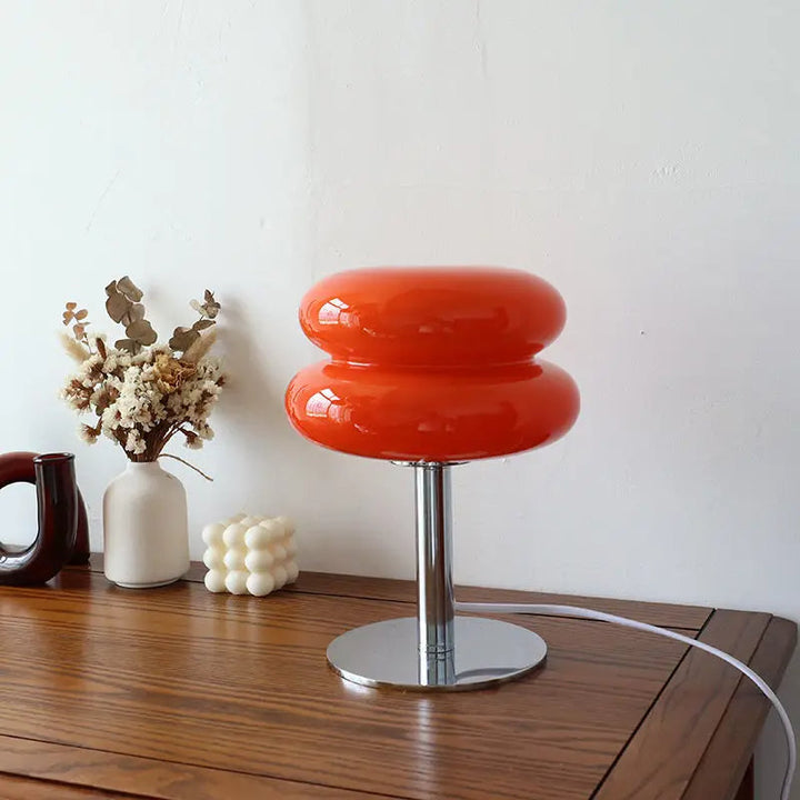 Dæmpbar Retro Glas Bordlampe med Krom Base