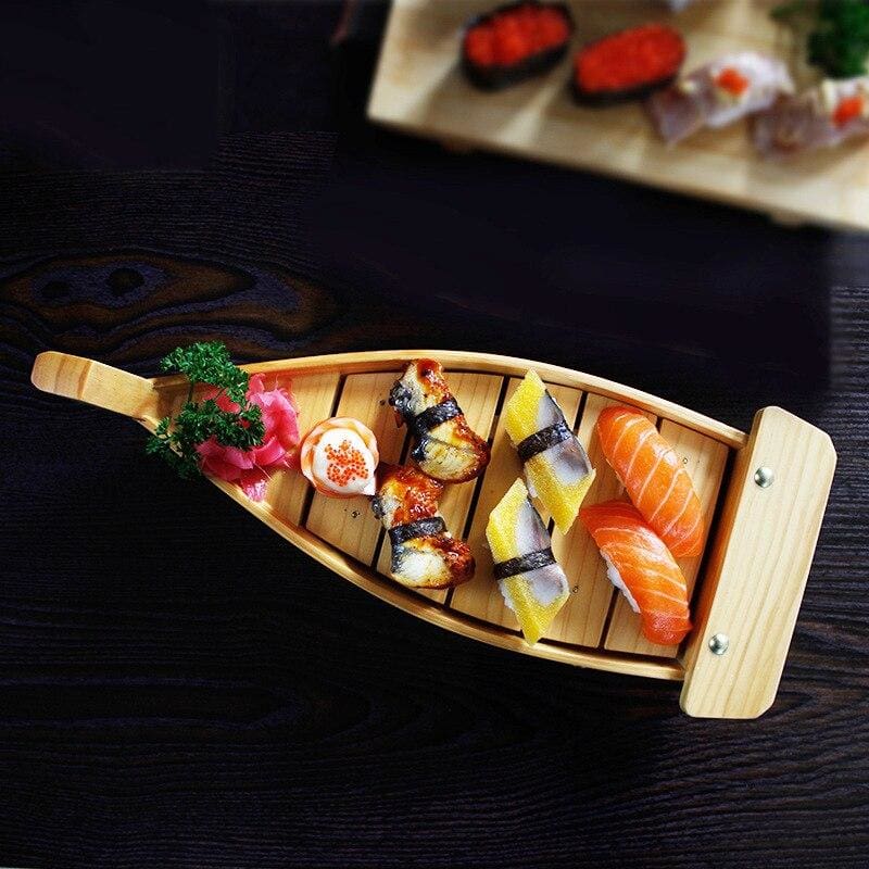 Traditionel Japansk Sushi Båd i Miljøvenligt Træ - 3 Størrelser