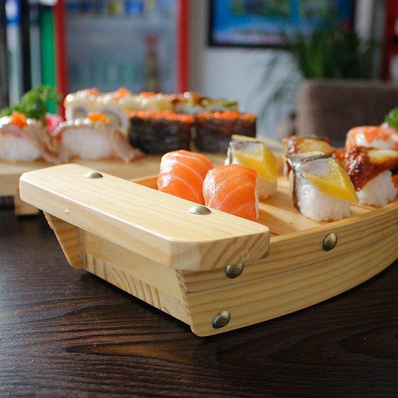 Traditionel Japansk Sushi Båd i Miljøvenligt Træ - 3 Størrelser