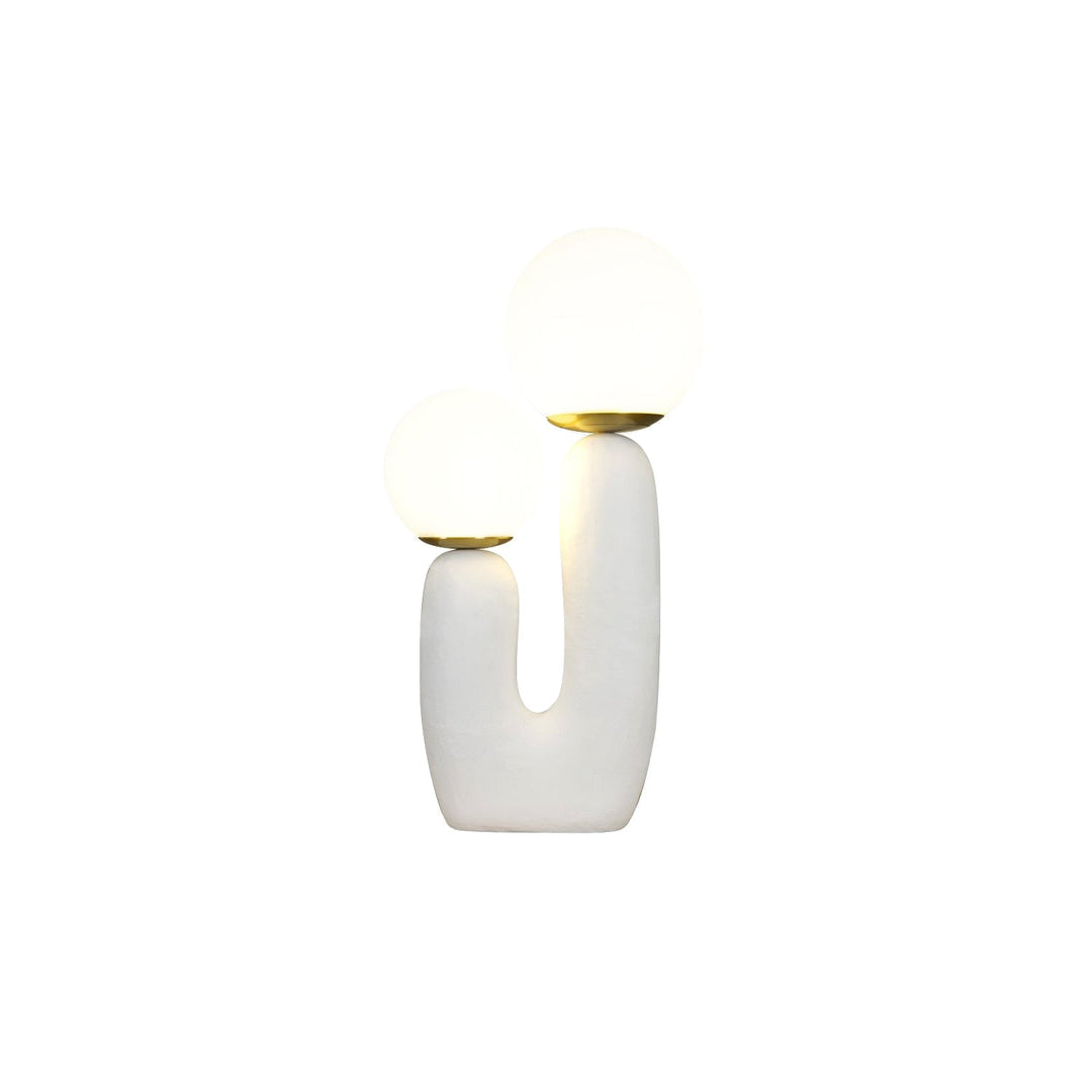 Moderne Bordlampe i Resin og Glas med Naturlige Detaljer