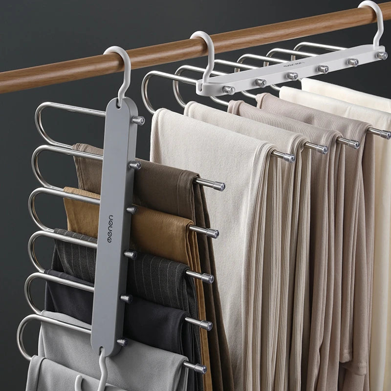 Justerbar 6-i-1 Bukser og Slips Organizer i Sort