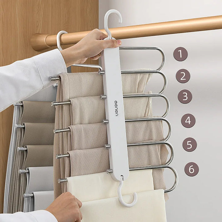 Justerbar 6-i-1 Bukser og Slips Organizer i Sort