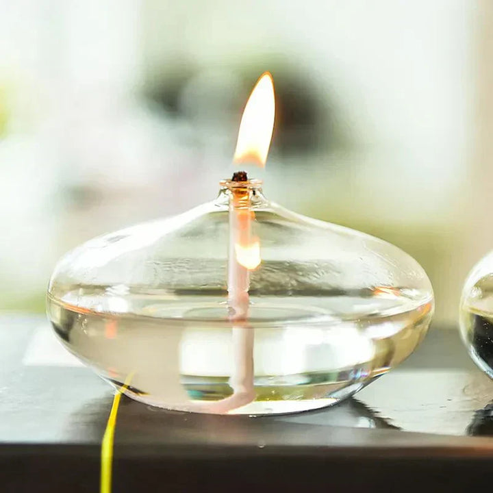 Klar Glasolie Lampe med Væge til Hyggelig Atmosfære