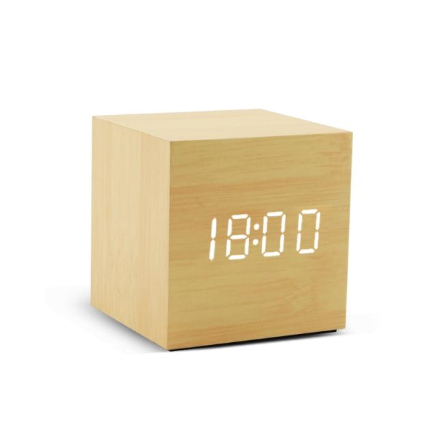 Minimalistisk Træ LED Vækkeur med Temperatur- og Fugtighedsdisplay
