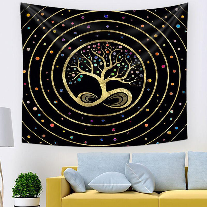 Livets Træ Væg Tapestry med Blomsterdesign i Polyester