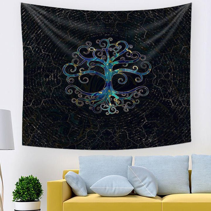 Livets Træ Væg Tapestry med Blomsterdesign i Polyester