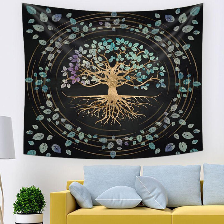Livets Træ Væg Tapestry med Blomsterdesign i Polyester