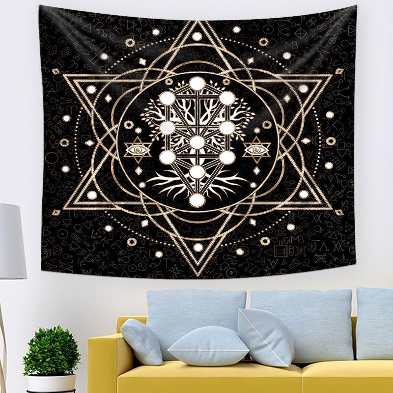 Livets Træ Væg Tapestry med Blomsterdesign i Polyester