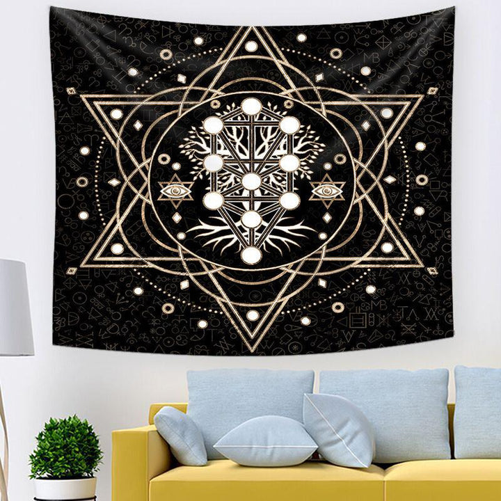 Livets Træ Væg Tapestry med Blomsterdesign i Polyester
