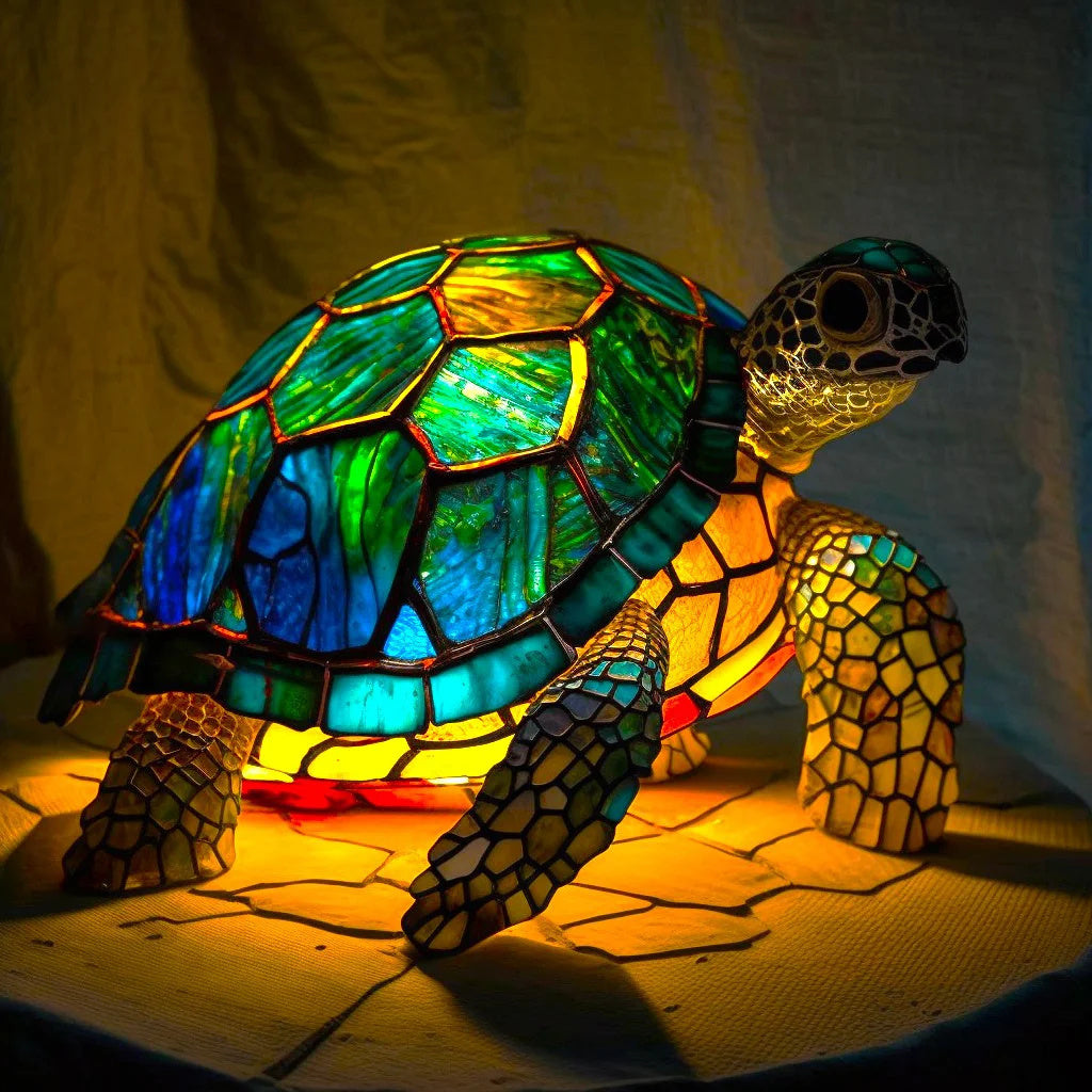 Dyreformet LED Bordlampe i Glasmaleri