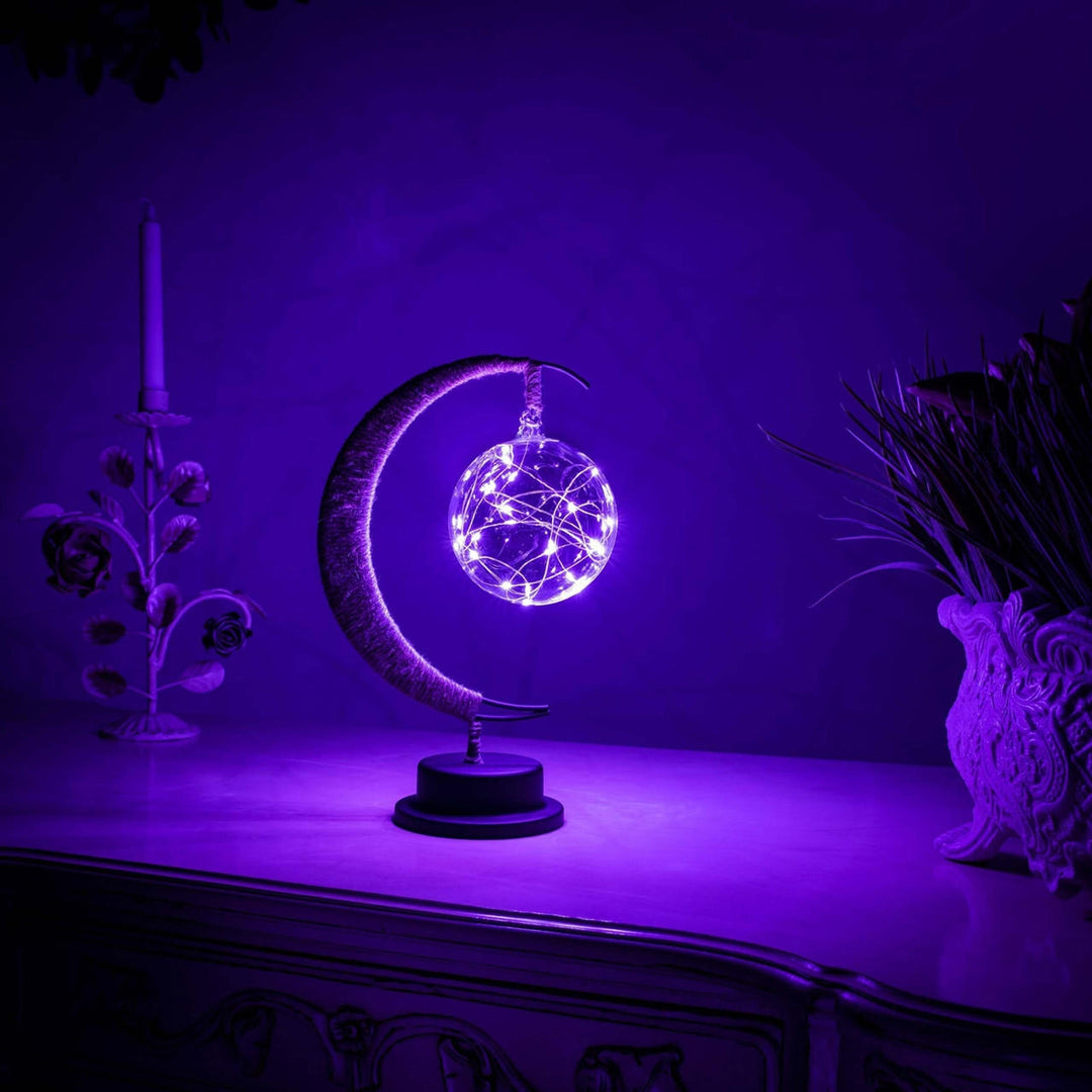 LED Månelampe i Glas - Batteridrevet, Realistisk Design