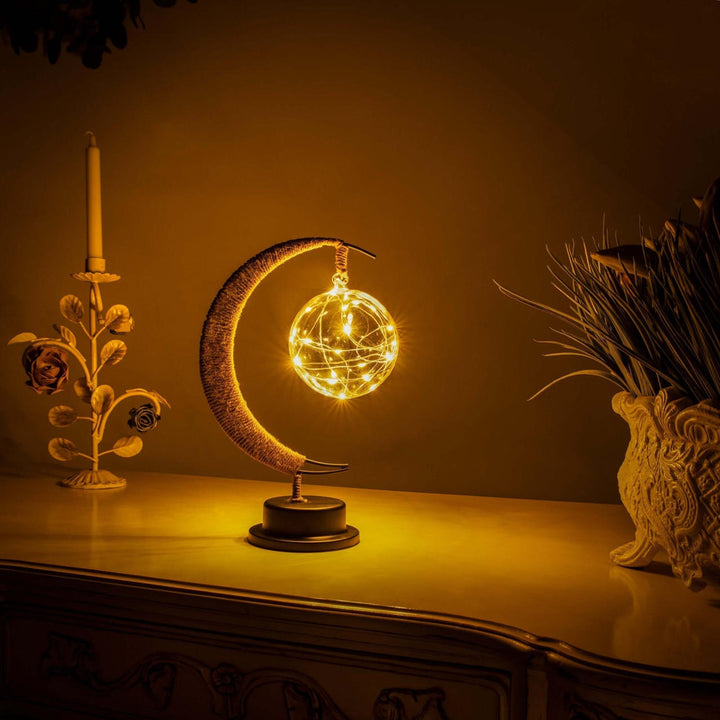 LED Månelampe i Glas - Batteridrevet, Realistisk Design