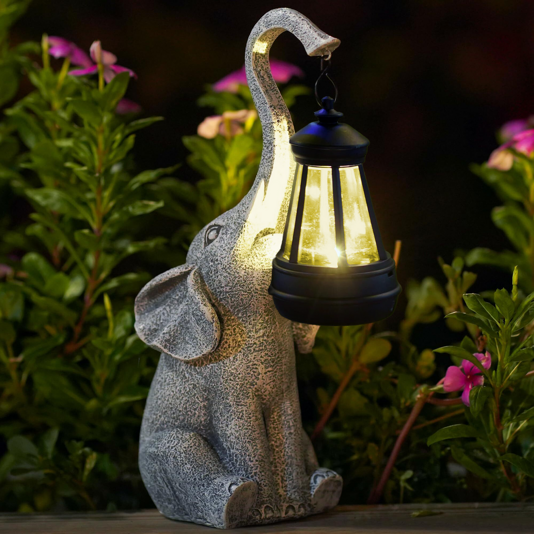 Solcelledrevet Elefant Bordlampe til Indendørs og Udendørs Brug