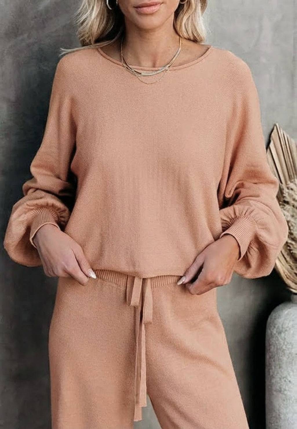 Hailey | Kvinders Cropped Sweatshirt og Bredbenede Bukser Lounge Sæt