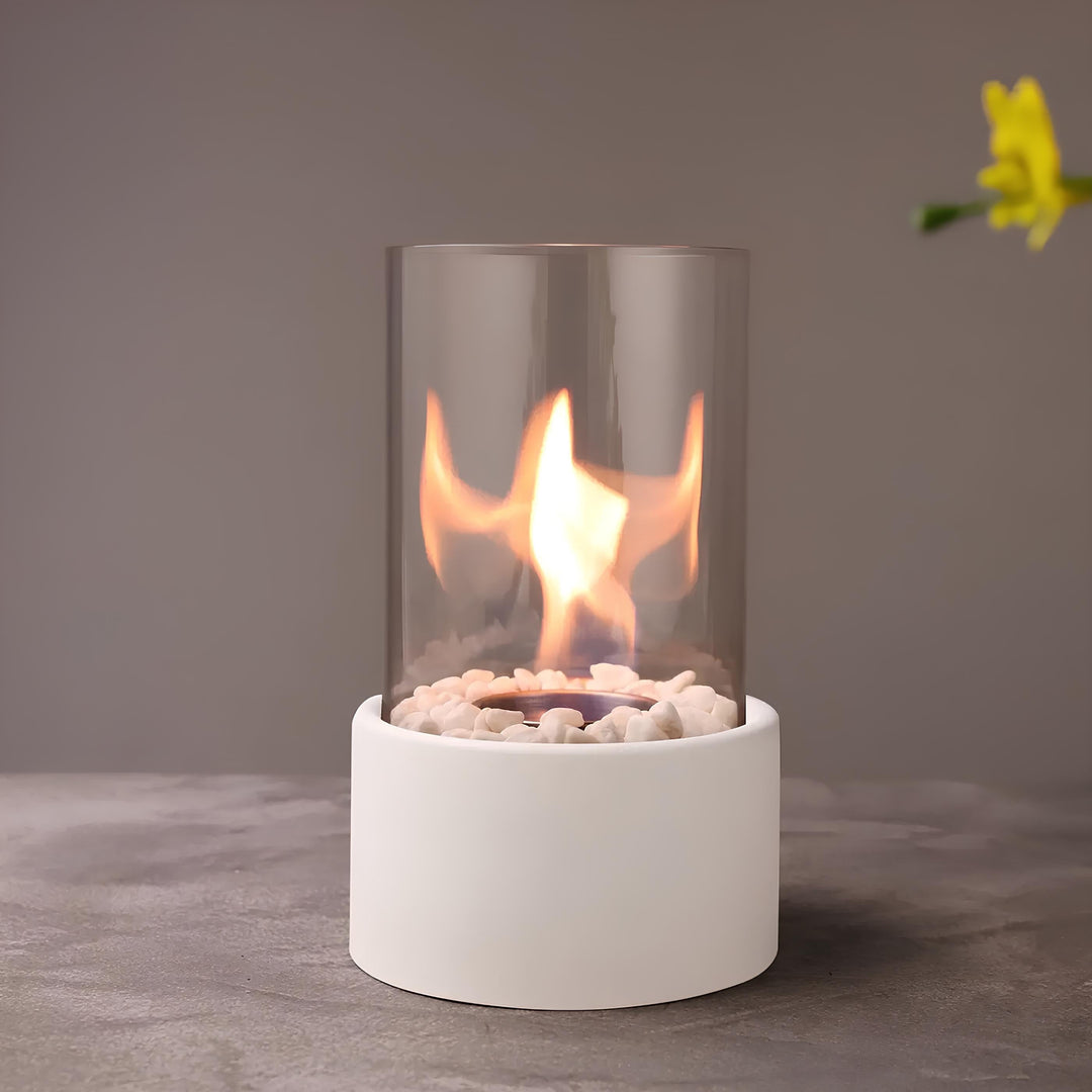 Elegant Glasolie Bordlampe med Aftagelig Cylinder og Metalbund