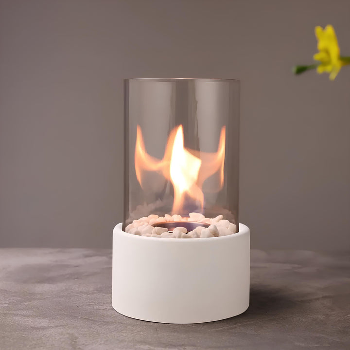 Elegant Glasolie Bordlampe med Aftagelig Cylinder og Metalbund