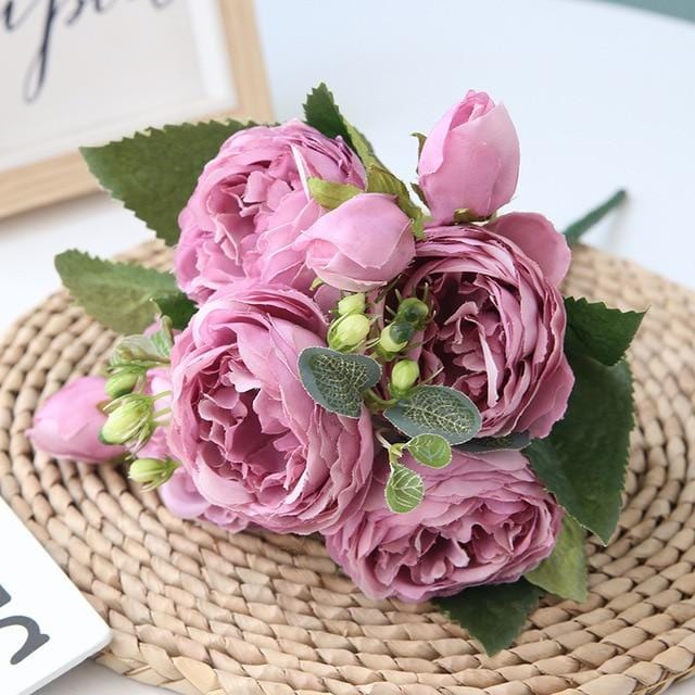 Kunstigt Pæoner Blomsterarrangement i Non-Woven Stof