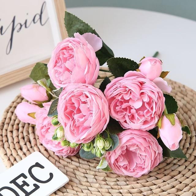 Kunstigt Pæoner Blomsterarrangement i Non-Woven Stof