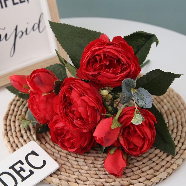 Kunstigt Pæoner Blomsterarrangement i Non-Woven Stof