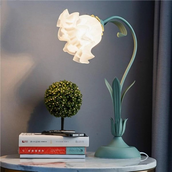 Justerbar Vintage Blomster Bordlampe i Metal