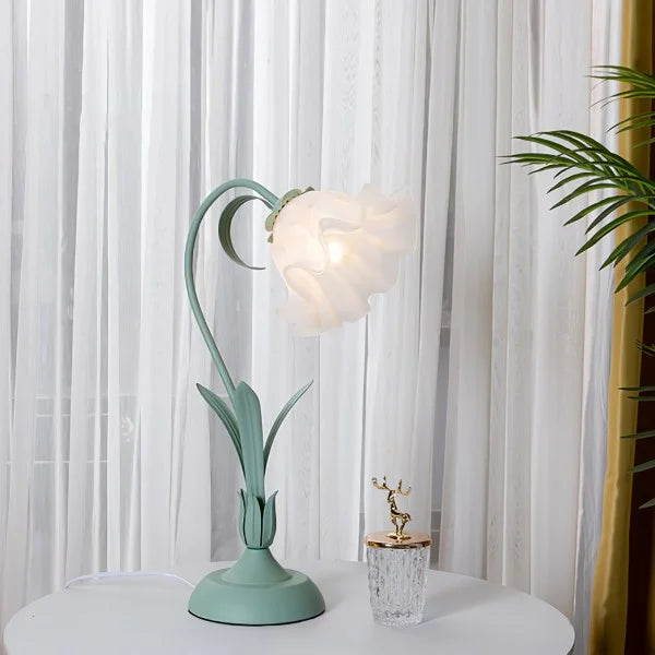 Justerbar Vintage Blomster Bordlampe i Metal