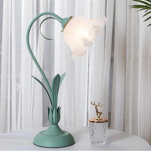 Justerbar Vintage Blomster Bordlampe i Metal