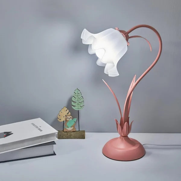 Justerbar Vintage Blomster Bordlampe i Metal
