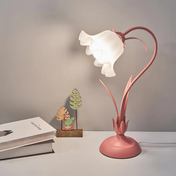 Justerbar Vintage Blomster Bordlampe i Metal