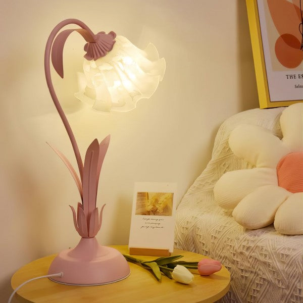Justerbar Vintage Blomster Bordlampe i Metal