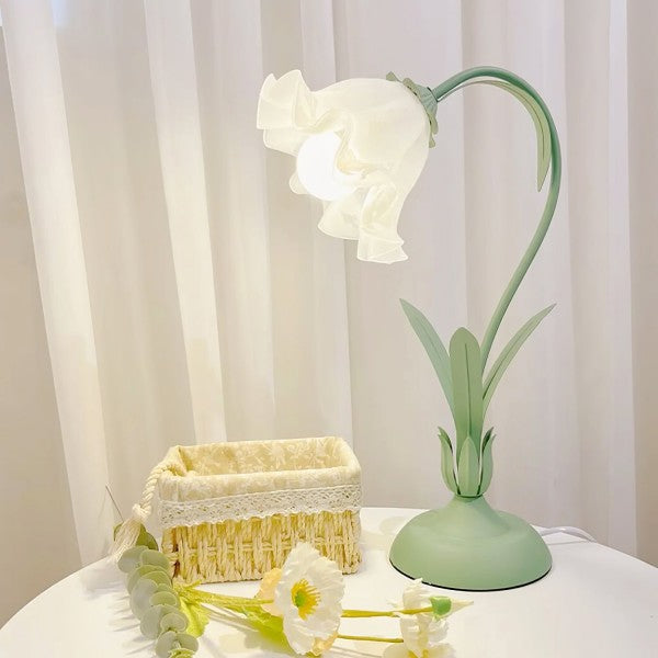 Justerbar Vintage Blomster Bordlampe i Metal