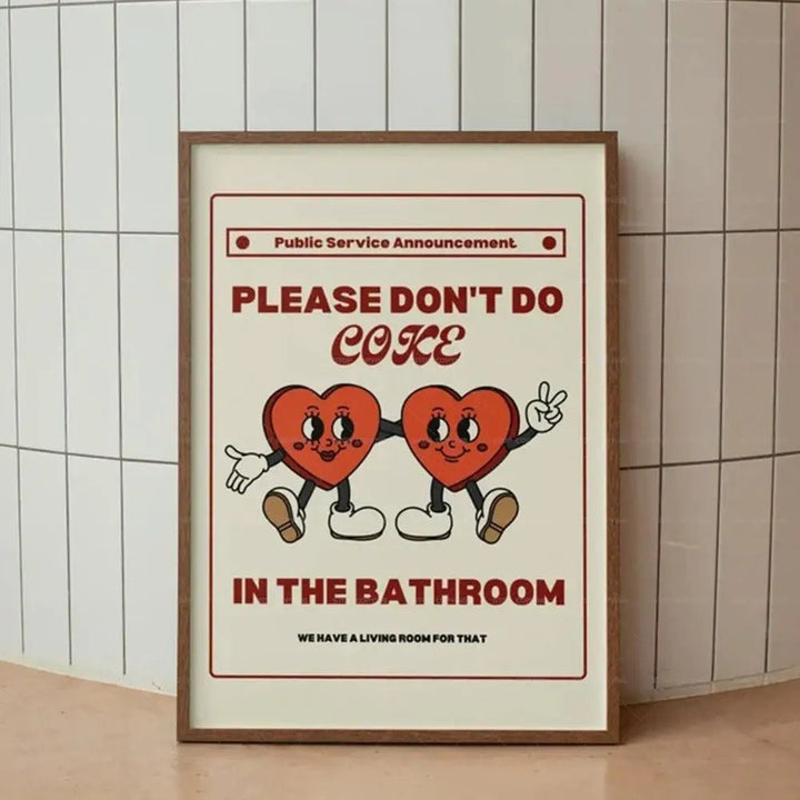 Humoristisk Badeværelsesvægplakat med Farverige Citater og Illustrationer