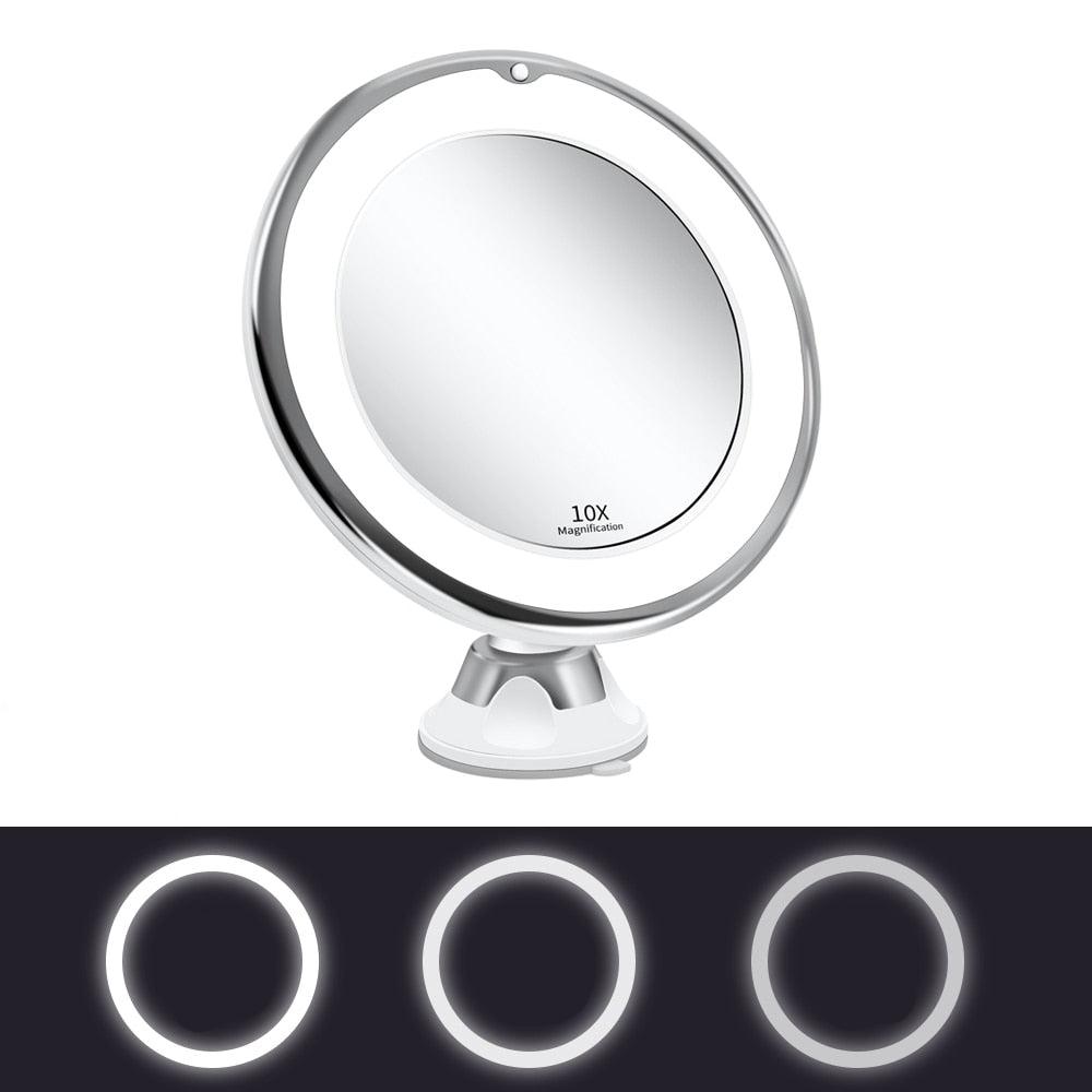 Kompakt LED Makeup Spejl med Forstørrelse og Belysning