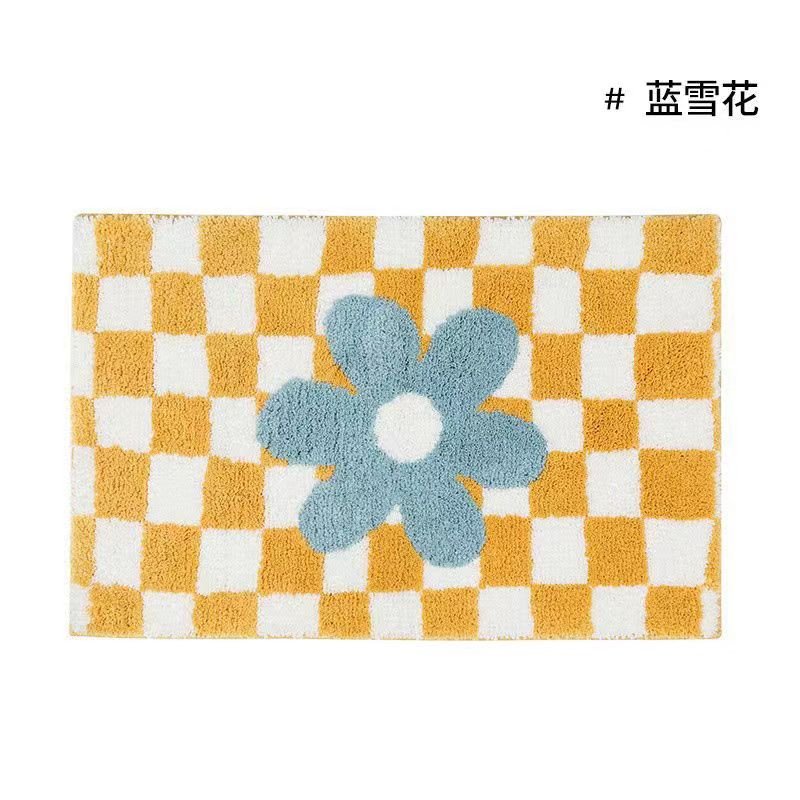 Retro Ternede Badmåtte med Blomsterdesign og Antiskrid