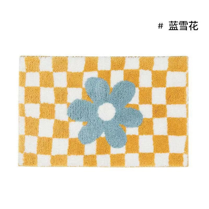 Retro Ternede Badmåtte med Blomsterdesign og Antiskrid