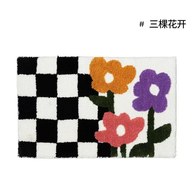 Retro Ternede Badmåtte med Blomsterdesign og Antiskrid