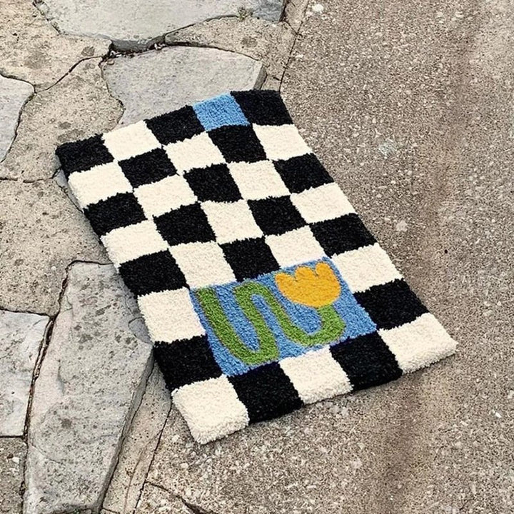 Retro Ternede Badmåtte med Blomsterdesign og Antiskrid