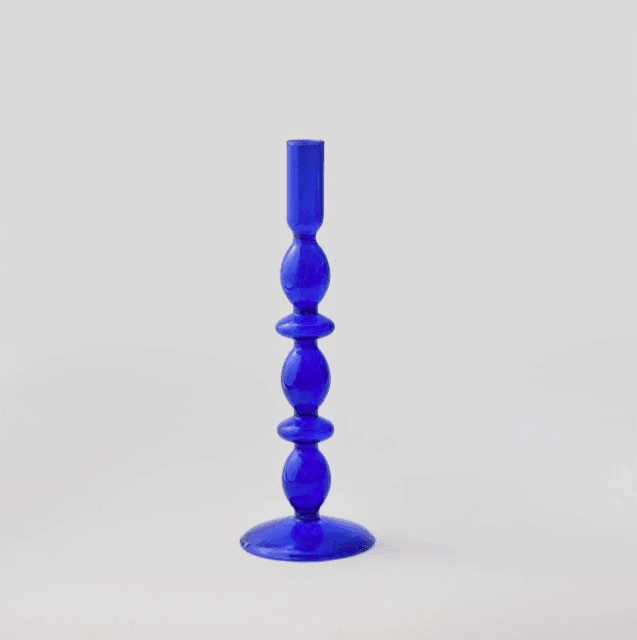 Vintage Glas Lysestage med Bøjet Design