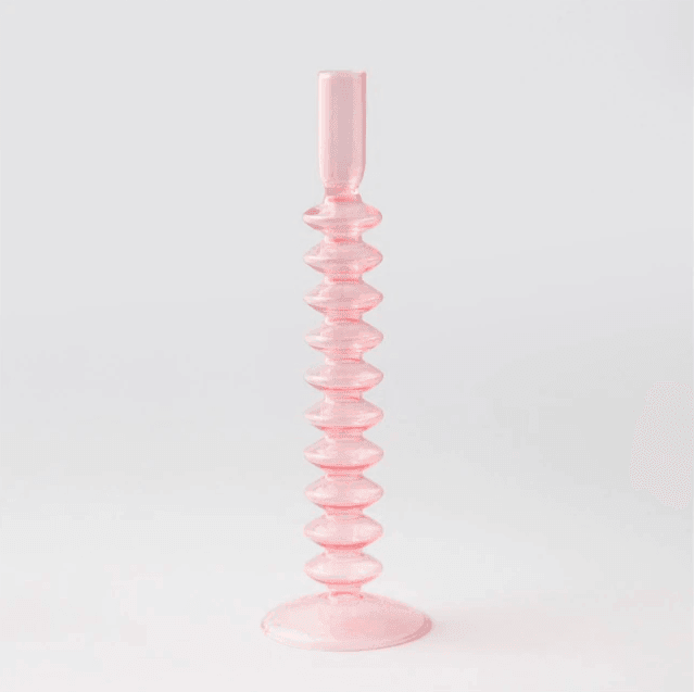 Vintage Glas Lysestage med Bøjet Design