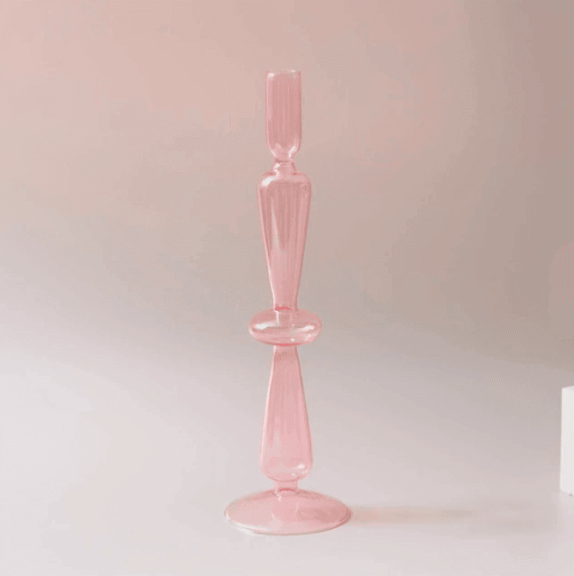 Vintage Glas Lysestage med Bøjet Design