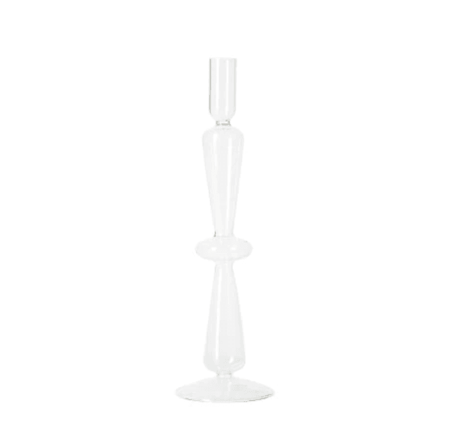 Vintage Glas Lysestage med Bøjet Design