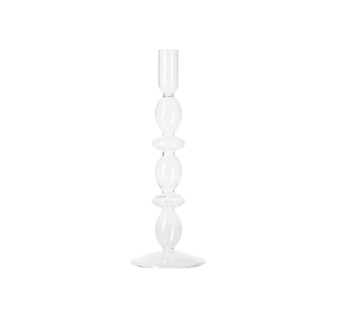 Vintage Glas Lysestage med Bøjet Design