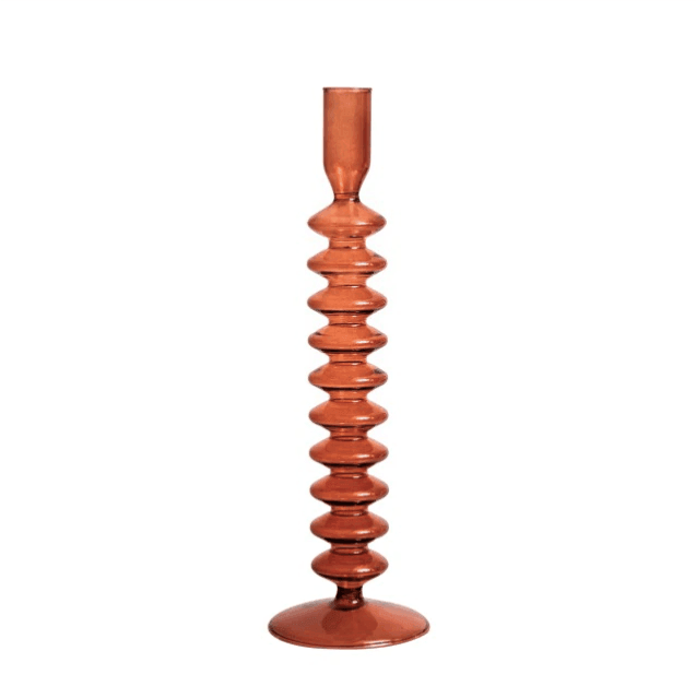 Vintage Glas Lysestage med Bøjet Design