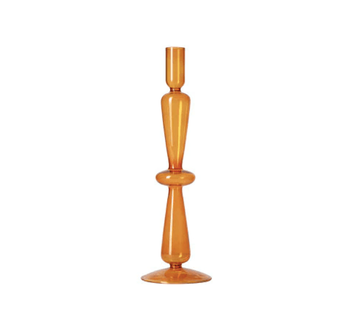 Vintage Glas Lysestage med Bøjet Design