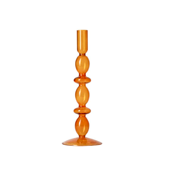 Vintage Glas Lysestage med Bøjet Design