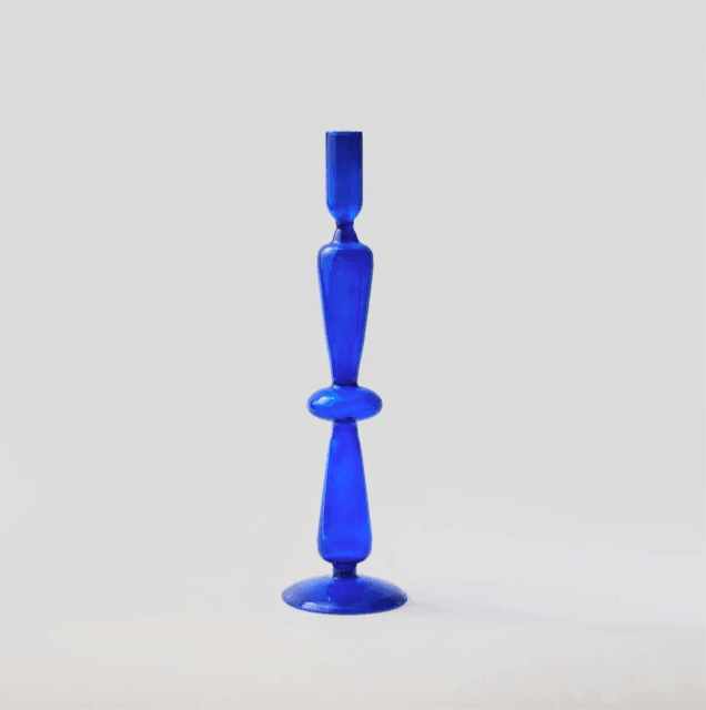 Vintage Glas Lysestage med Bøjet Design