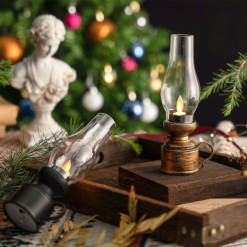 Vintage LED Bordlampe med Flammende Effekt