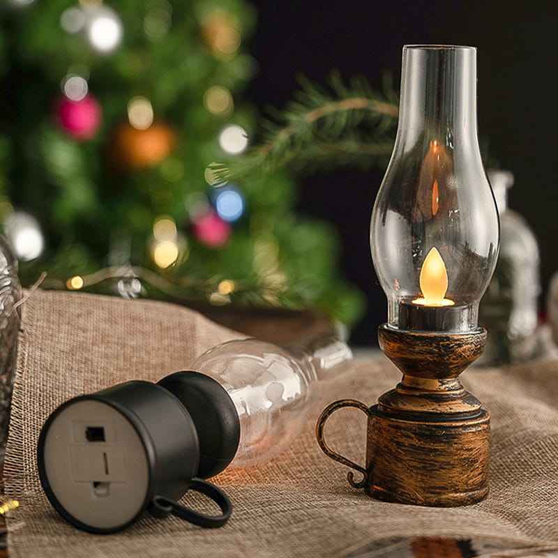Vintage LED Bordlampe med Flammende Effekt