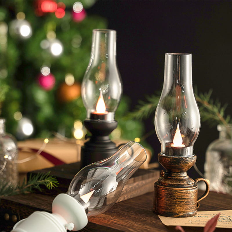 Vintage LED Bordlampe med Flammende Effekt