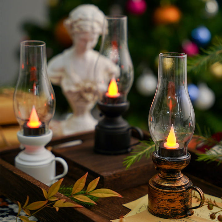 Vintage LED Bordlampe med Flammende Effekt
