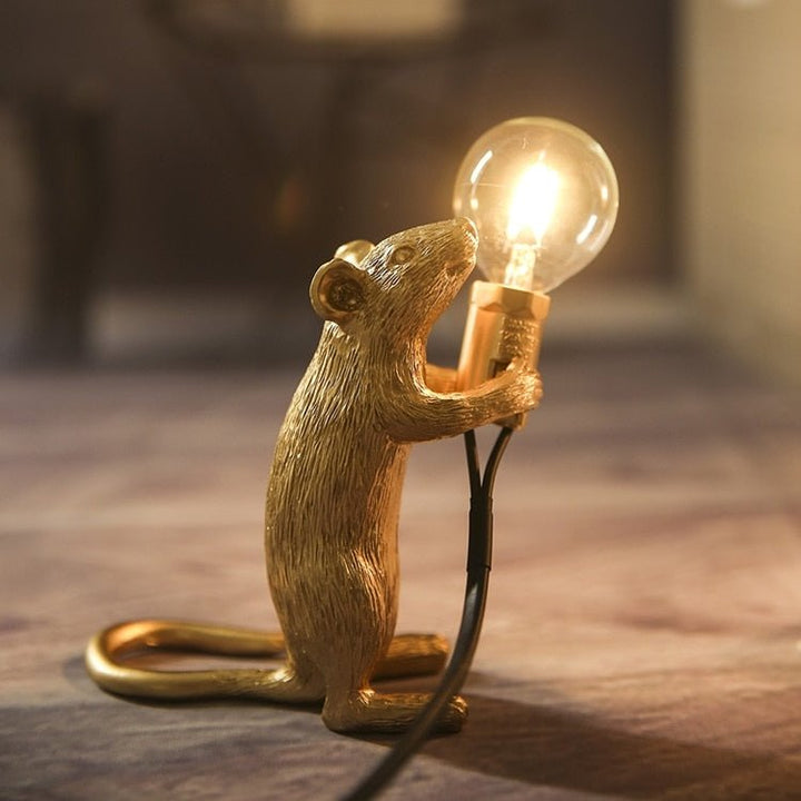 Vintage Mus LED Skrivebordslampe i Harpiksdesign